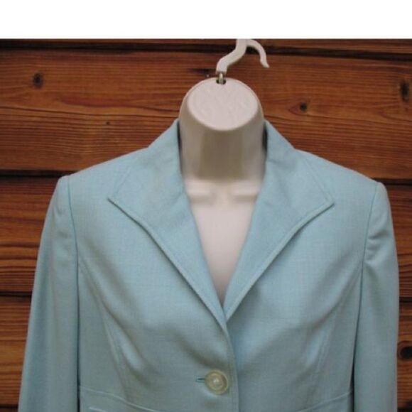 Carlisle Blue Green Wool Silk Blazer Jacket - Picture 4 of 8